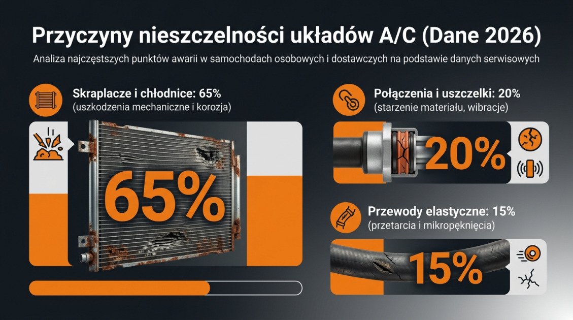 Przyczyny nieszczelności układów A/C (Dane 2026)