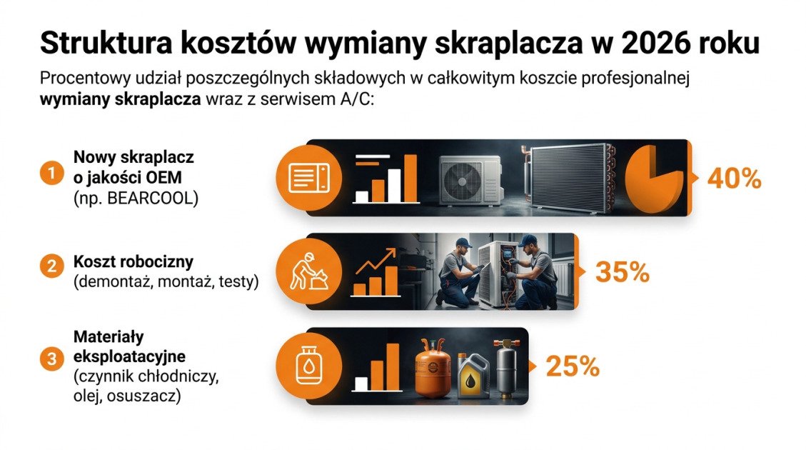 Struktura kosztów wymiany skraplacza w 2026 roku