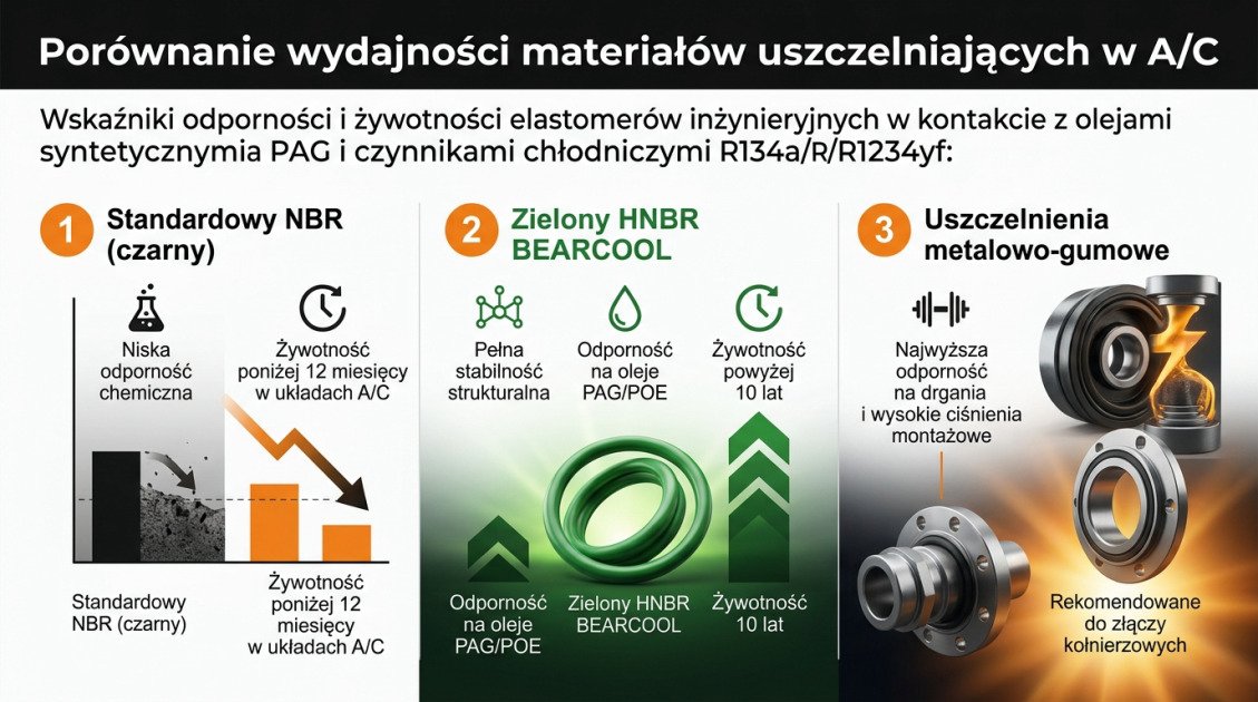 Porównanie wydajności materiałów uszczelniających w A/C