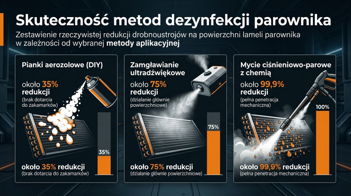 Skuteczność metod dezynfekcji parownika