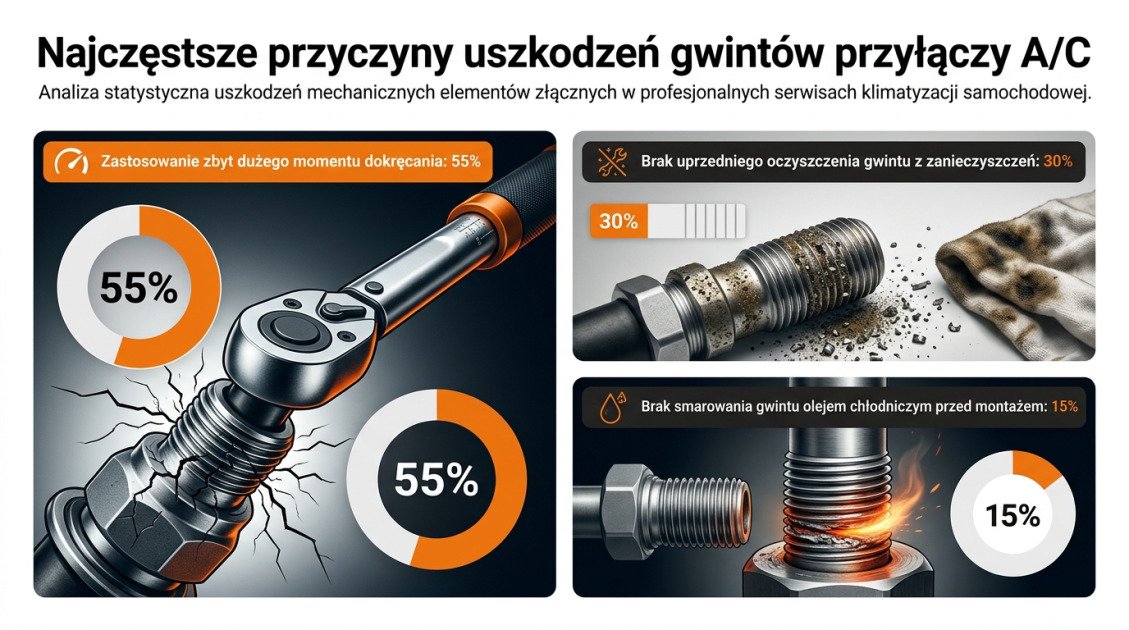 Najczęstsze przyczyny uszkodzeń gwintów przyłączy A/C