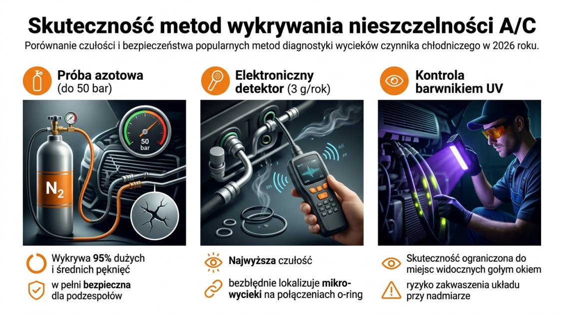 Skuteczność metod wykrywania nieszczelności A/C