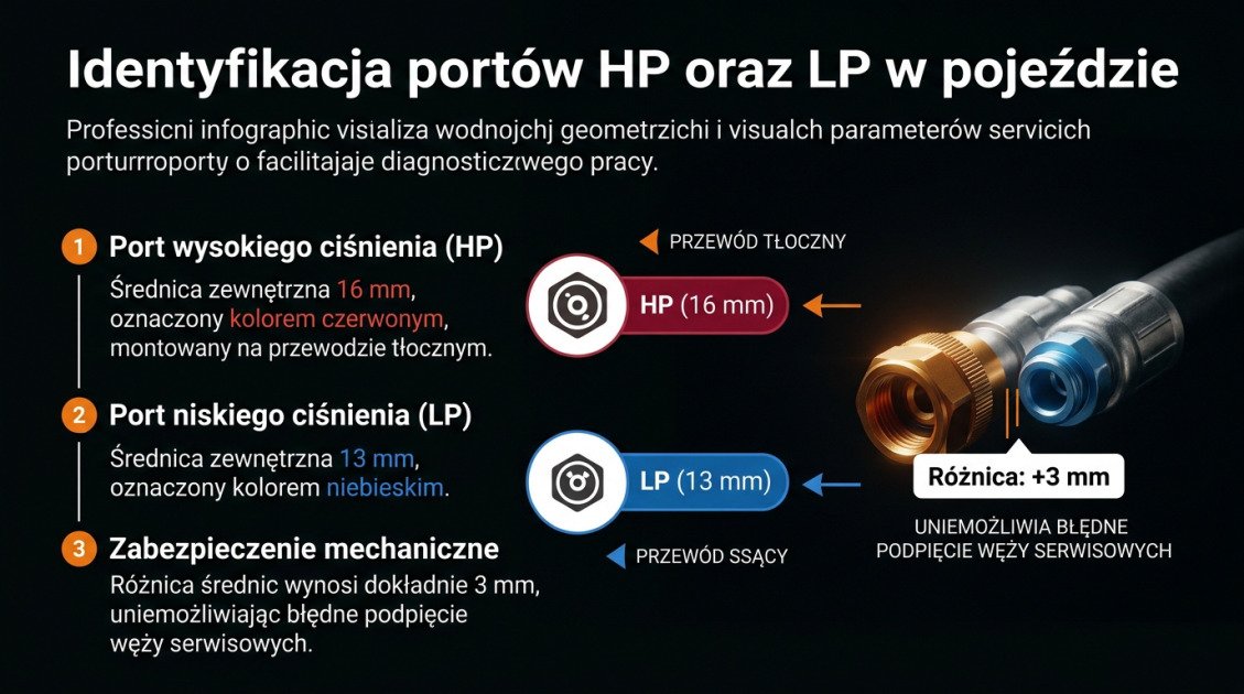 Identyfikacja portów HP oraz LP w pojeździe