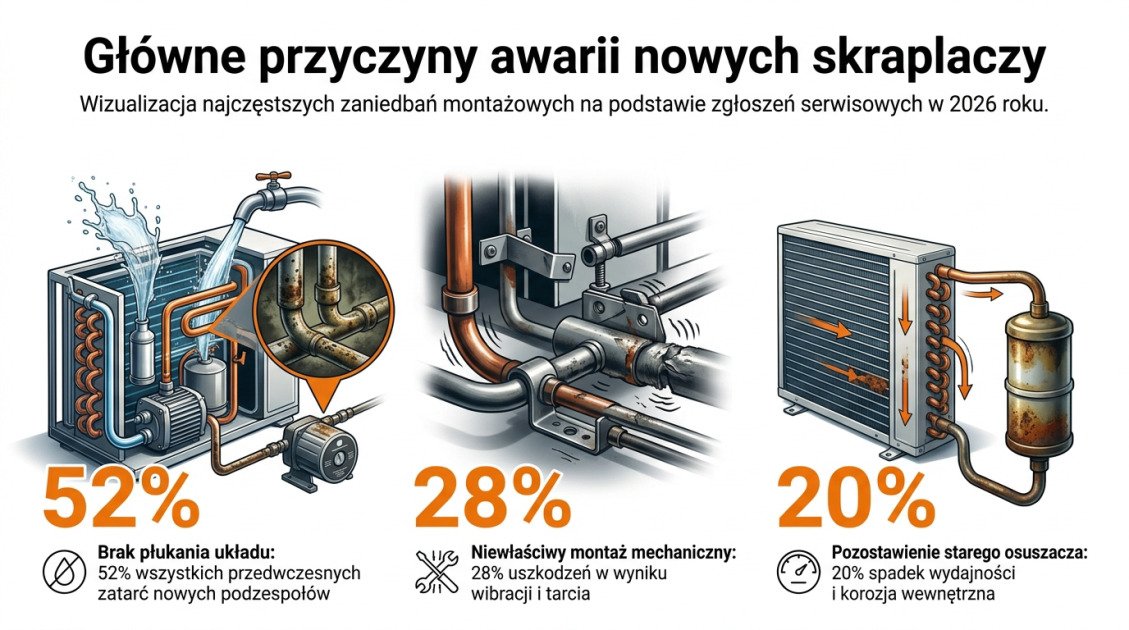 Główne przyczyny awarii nowych skraplaczy