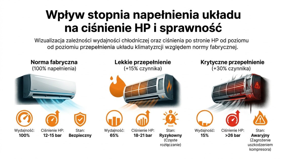 Wpływ stopnia napełnienia układu na ciśnienie HP i sprawność
